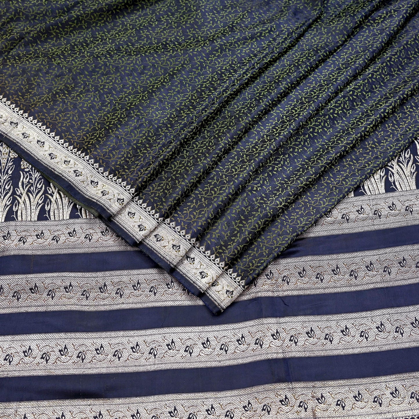 Indian Vintage Sari Blue Heavy Wedding Pure Satin Silk Woven Banarasi Tanchoi Saree 5Yd Ethnic Craft Fabric Upcycle Bridal Heavy Sarees