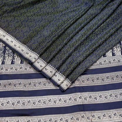 Indian Vintage Sari Blue Heavy Wedding Pure Satin Silk Woven Banarasi Tanchoi Saree 5Yd Ethnic Craft Fabric Upcycle Bridal Heavy Sarees