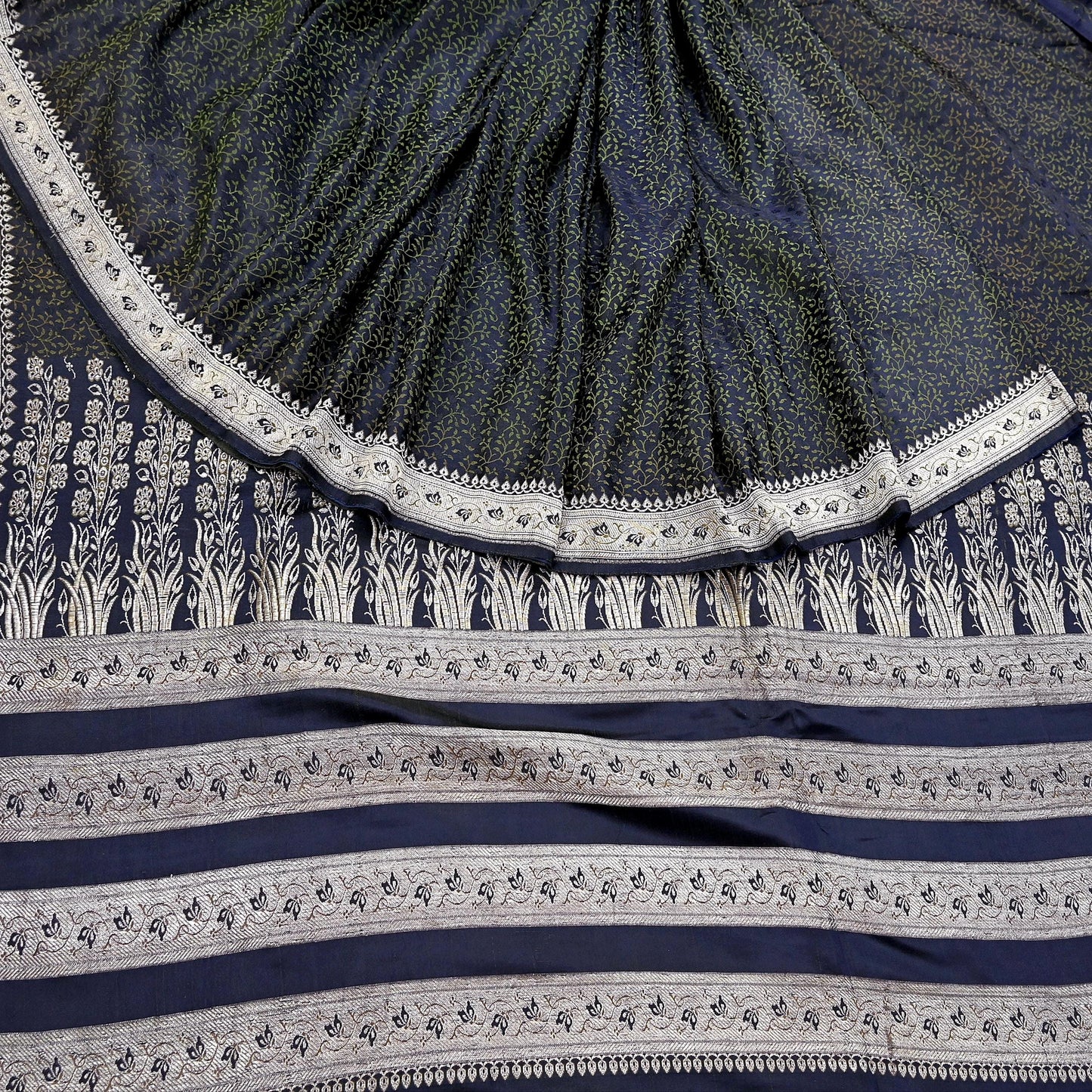 Indian Vintage Sari Blue Heavy Wedding Pure Satin Silk Woven Banarasi Tanchoi Saree 5Yd Ethnic Craft Fabric Upcycle Bridal Heavy Sarees