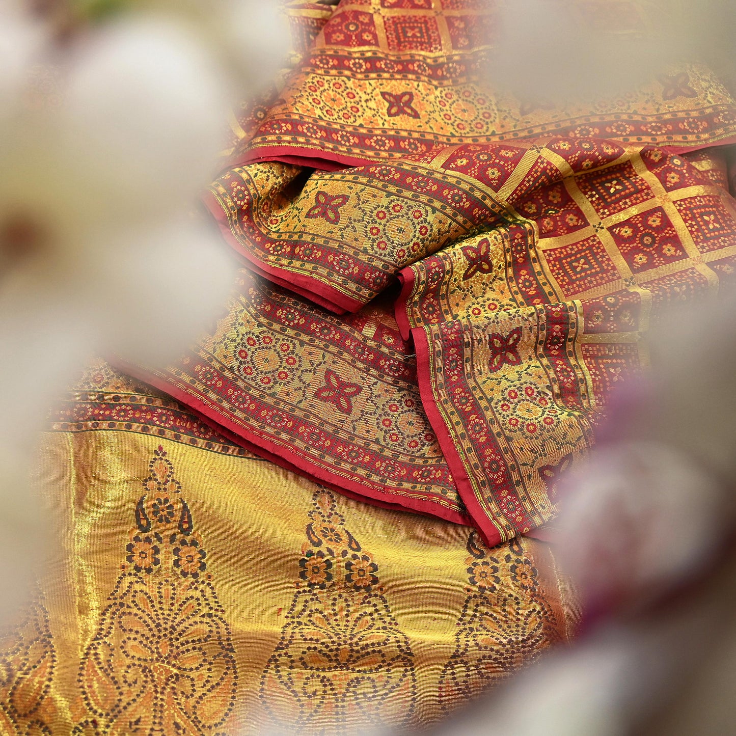 Indian Vintage Sari Maroon Heavy Wedding Pure Silk Hand Woven Gharchola Sarees Zari 5Yd Craft Fabric Dress Making Crafting Quilting