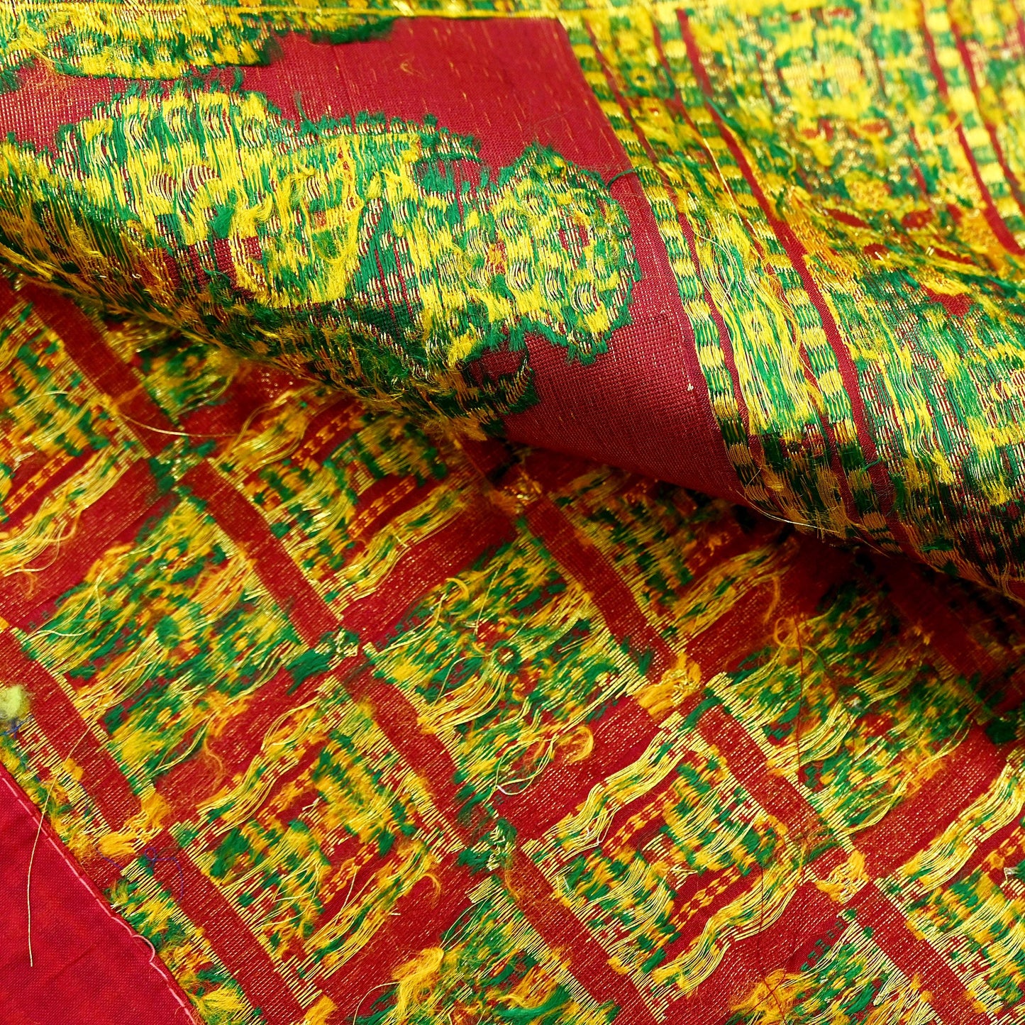 Indian Vintage Sari Maroon Heavy Wedding Pure Silk Hand Woven Gharchola Sarees Zari 5Yd Craft Fabric Dress Making Crafting Quilting