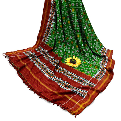 Indian Antique Vintage Hand Woven Double Ikat Patola Sarees 100% Pure Silk Craft Fabric 5Yd Dress Making Sewing For wearing