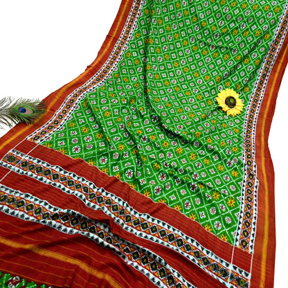 Indian Antique Vintage Hand Woven Double Ikat Patola Sarees 100% Pure Silk Craft Fabric 5Yd Dress Making Sewing For wearing