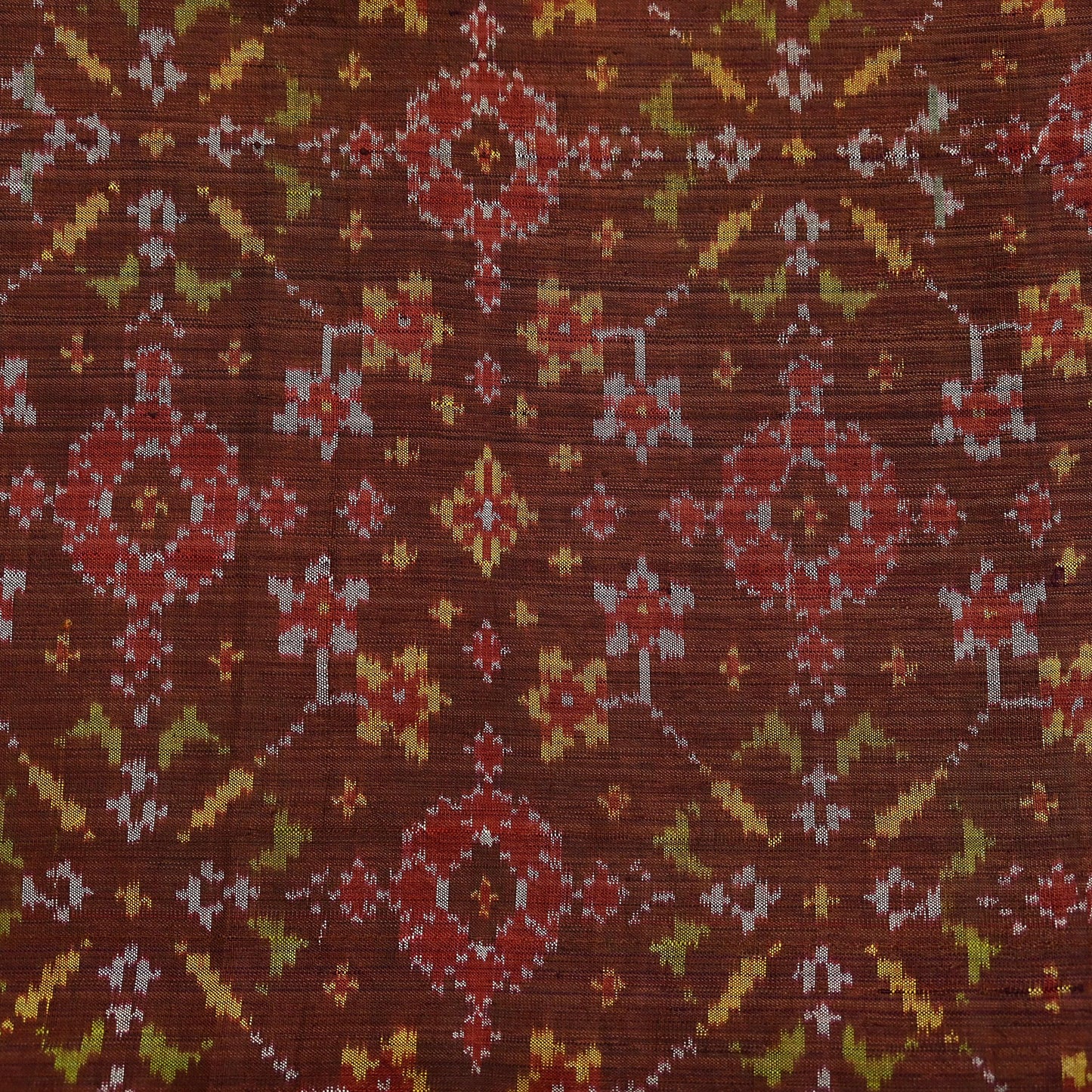 Indian Antique Vintage Brown Hand Woven Double Ikat Patola Sarees 100% Pure Silk Craft Fabric 5Yd Dress Making Sewing For wearing