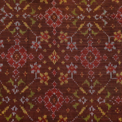 Indian Antique Vintage Brown Hand Woven Double Ikat Patola Sarees 100% Pure Silk Craft Fabric 5Yd Dress Making Sewing For wearing