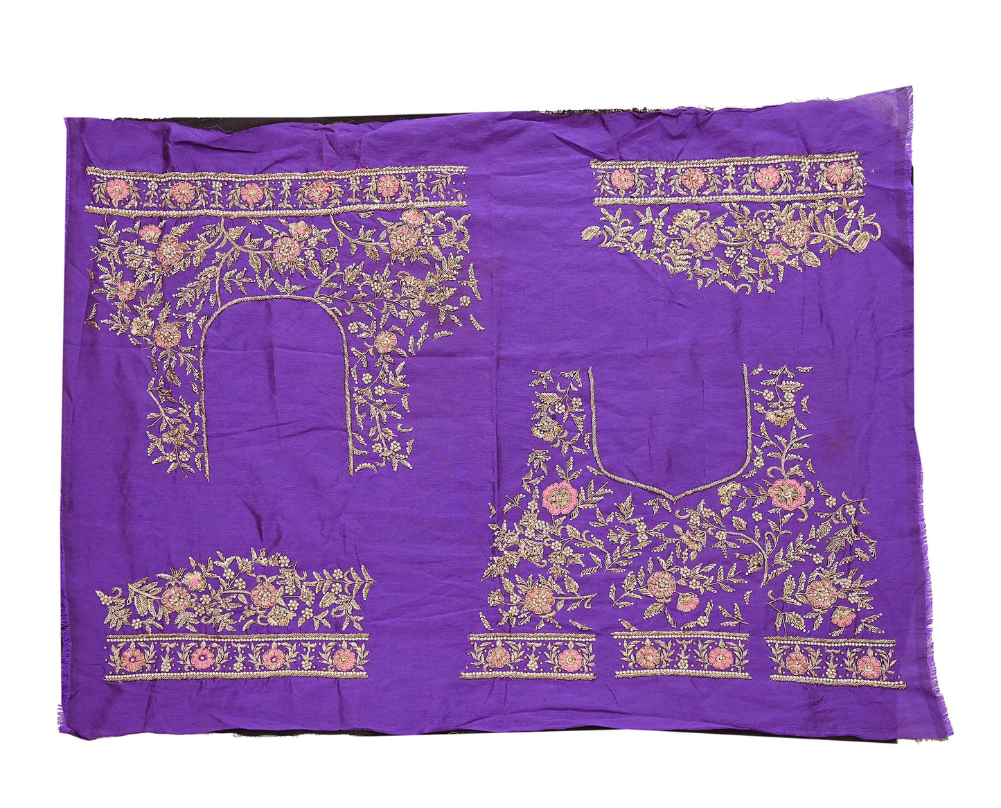 Indian party wear Purple Net Raw silk Hand Embroidered Semi Stitched Lehenga Set of 3pcs Bollywood style wedding wear