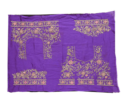 Indian party wear Purple Net Raw silk Hand Embroidered Semi Stitched Lehenga Set of 3pcs Bollywood style wedding wear