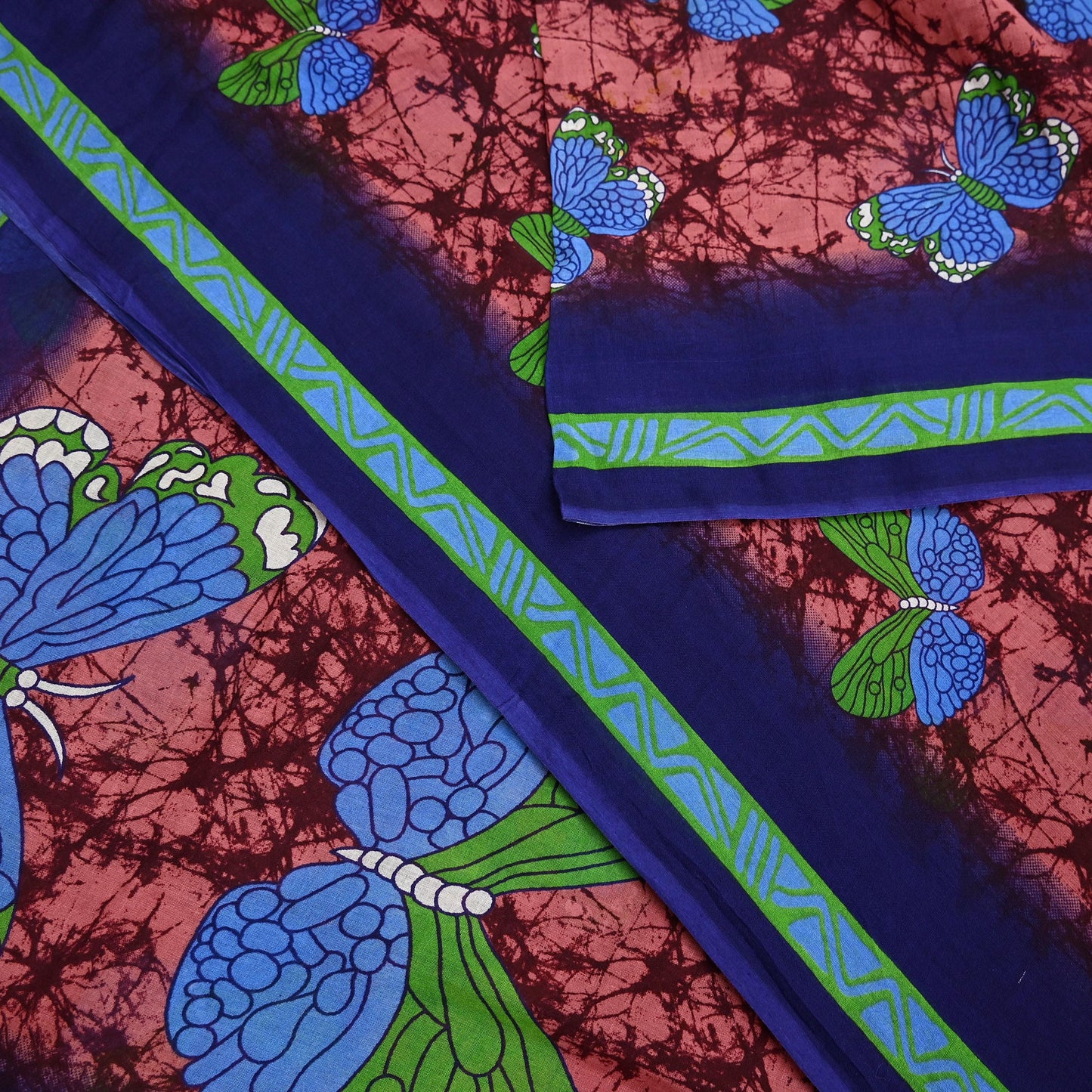 Indian Vintage Sari Maroon & Brown Printed Sarees Pure Cotton Craft Fabric Soft 5Yd Sewing Sarong Wrap Boho Floral Dress making Quilting