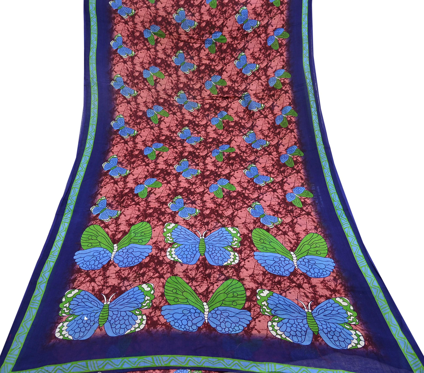 Indian Vintage Sari Maroon & Brown Printed Sarees Pure Cotton Craft Fabric Soft 5Yd Sewing Sarong Wrap Boho Floral Dress making Quilting