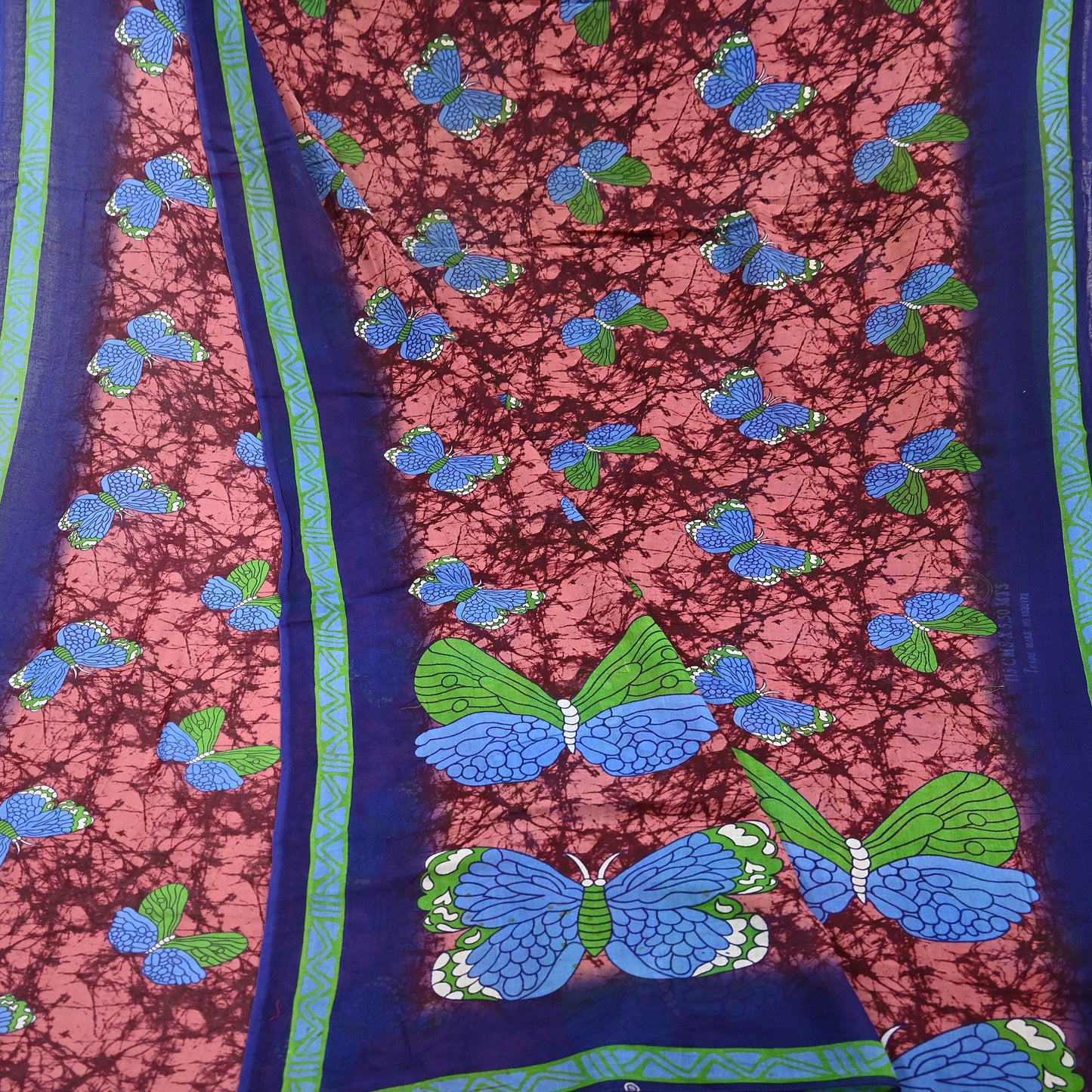 Indian Vintage Sari Maroon & Brown Printed Sarees Pure Cotton Craft Fabric Soft 5Yd Sewing Sarong Wrap Boho Floral Dress making Quilting