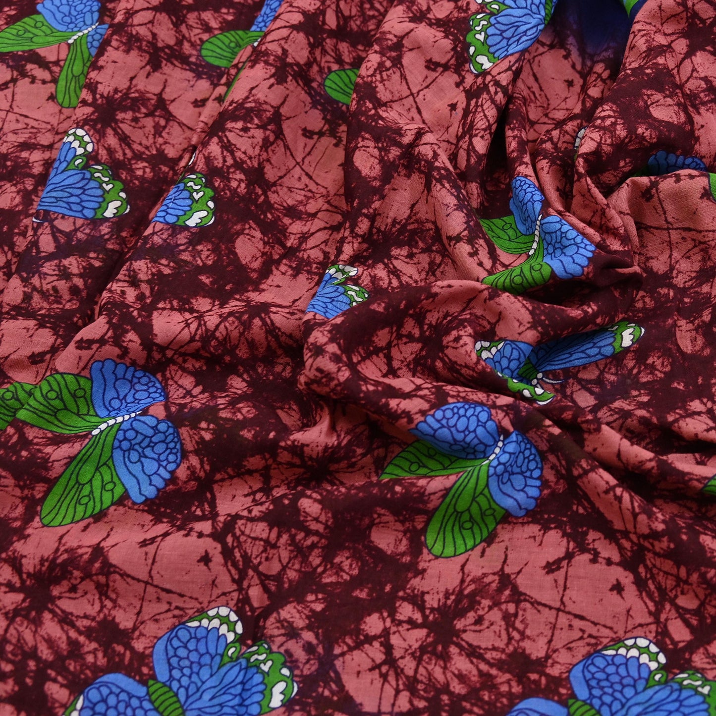 Indian Vintage Sari Maroon & Brown Printed Sarees Pure Cotton Craft Fabric Soft 5Yd Sewing Sarong Wrap Boho Floral Dress making Quilting