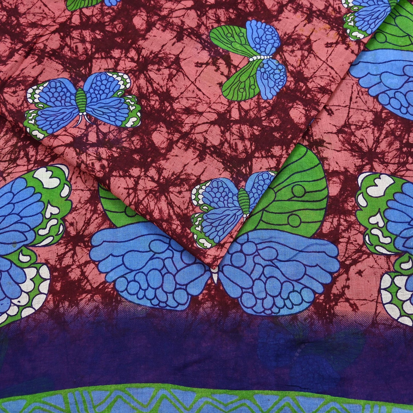 Indian Vintage Sari Maroon & Brown Printed Sarees Pure Cotton Craft Fabric Soft 5Yd Sewing Sarong Wrap Boho Floral Dress making Quilting