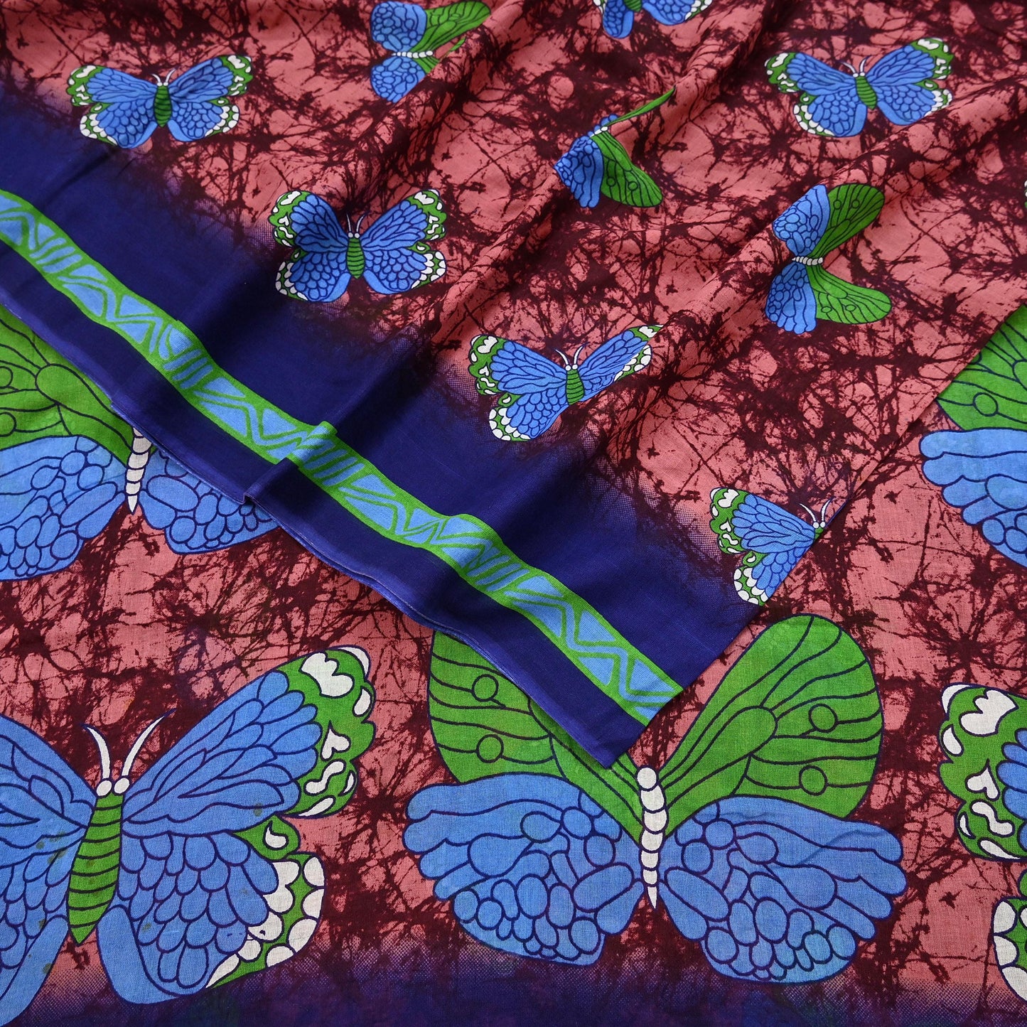 Indian Vintage Sari Maroon & Brown Printed Sarees Pure Cotton Craft Fabric Soft 5Yd Sewing Sarong Wrap Boho Floral Dress making Quilting