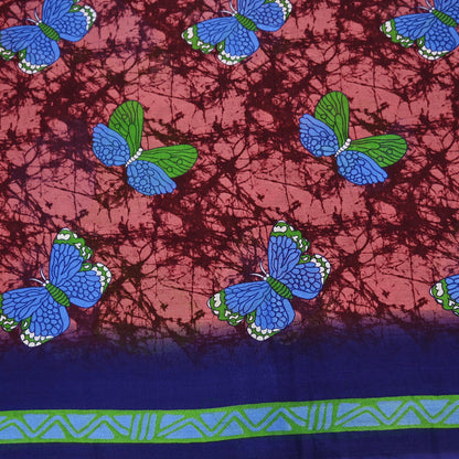 Indian Vintage Sari Maroon & Brown Printed Sarees Pure Cotton Craft Fabric Soft 5Yd Sewing Sarong Wrap Boho Floral Dress making Quilting