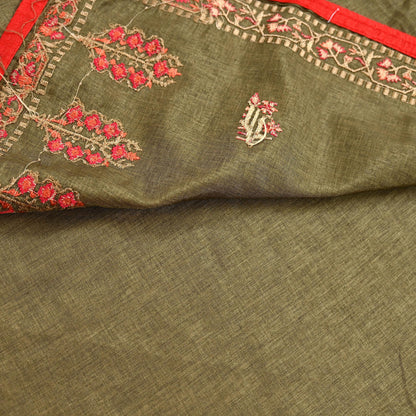 Indian Vintage Sari Green Artificial Silk Embroidered Sarees Craft Fabric 5Yd Sewing Soft Zardozi/Zari Upcycle Dress Making