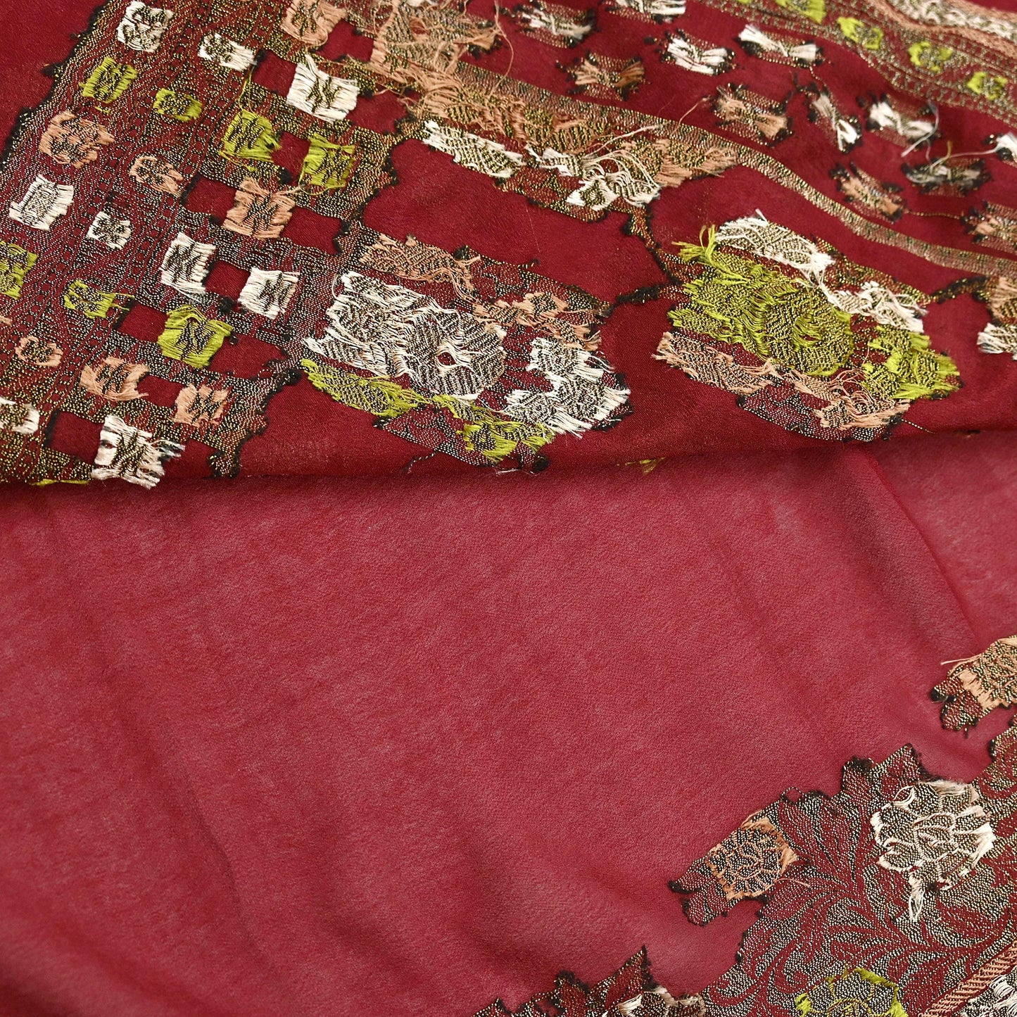 Indian Vintage Sari Red 100% Pure Silk Hand Woven Sarees Craft Fabric 5Yd Ethnic Sewing Dress making Crafting Quilting Upcycle Zari