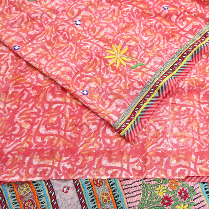 Indian Vintage Sari Pure Crepe Silk Hand Embroidered Saree 5yd Sewing Floral Craft Fabric Sequins Dress making Crafting Quilting