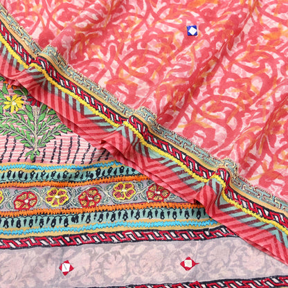 Indian Vintage Sari Pure Crepe Silk Hand Embroidered Saree 5yd Sewing Floral Craft Fabric Sequins Dress making Crafting Quilting