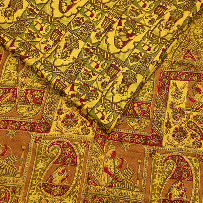 Indian Vintage Sari Yellow Pure Silk Printed Saree 6yd Sewing Craft Fabric DressMaking Soft Crafting Quilting Upcycle
