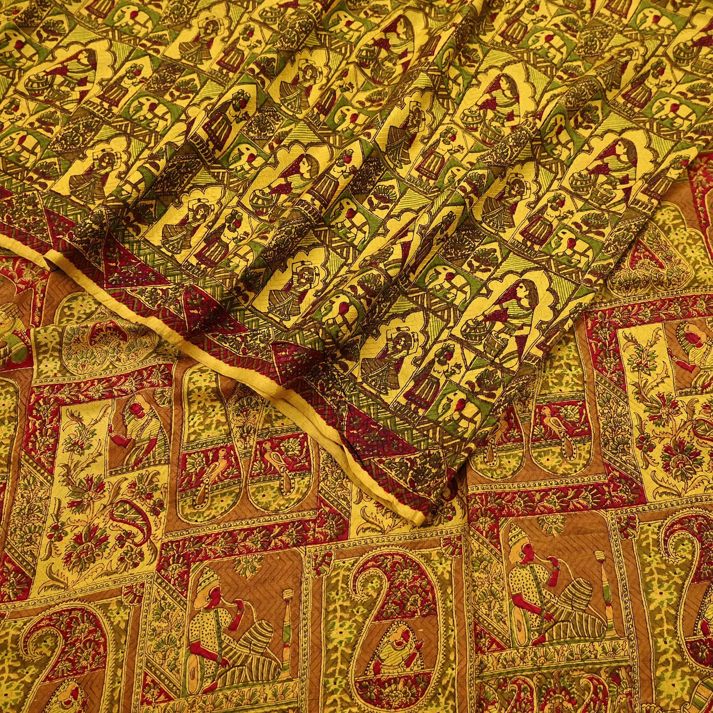 Indian Vintage Sari Yellow Pure Silk Printed Saree 6yd Sewing Craft Fabric DressMaking Soft Crafting Quilting Upcycle