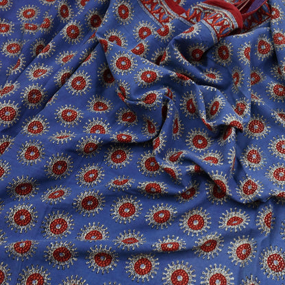 Indian Vintage Sari Purple Pure Cotton Block Printed Sarees Craft Fabric Soft 5Yd Sarong Wrap Boho Fabric Kimono Quilting Crafting Upcycle