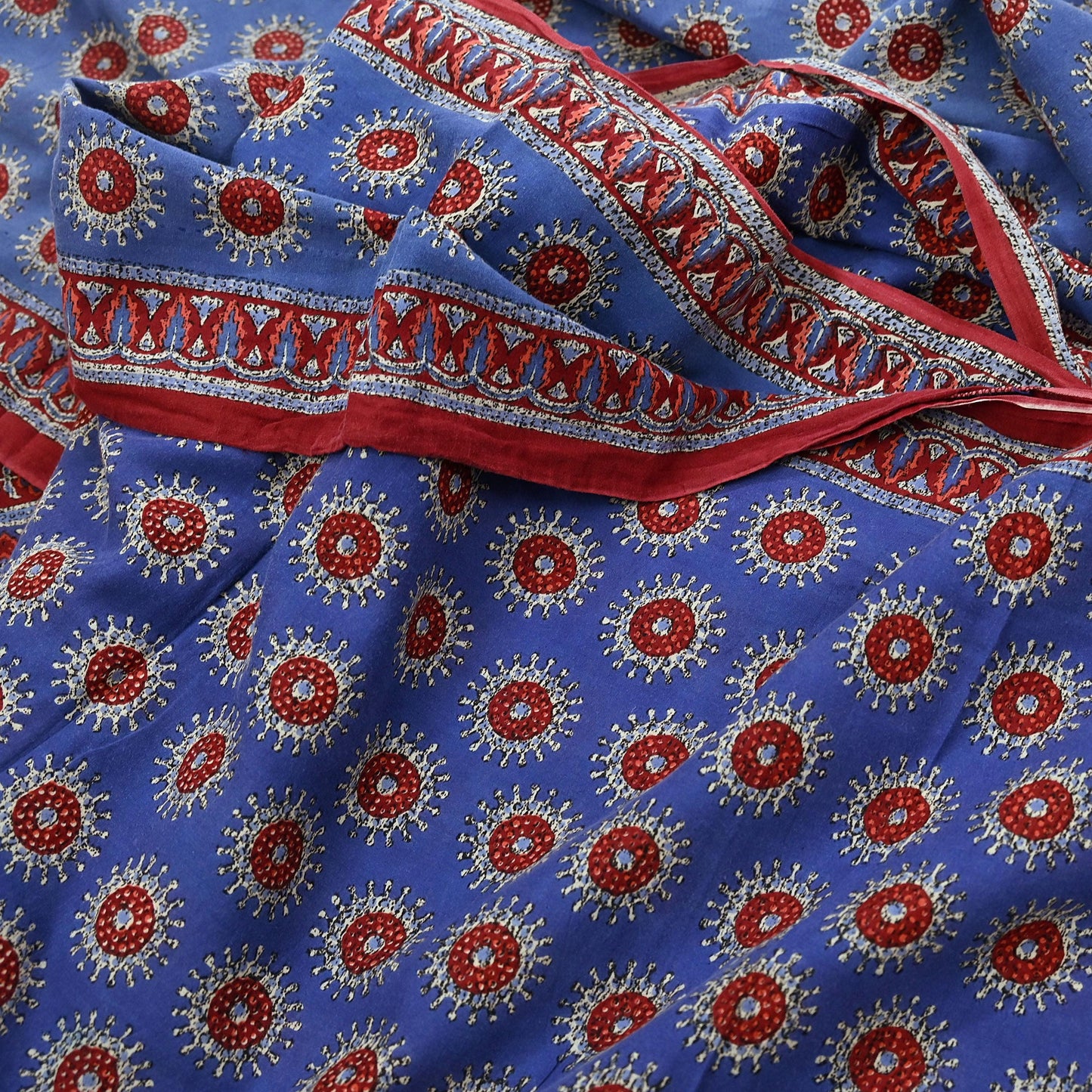 Indian Vintage Sari Purple Pure Cotton Block Printed Sarees Craft Fabric Soft 5Yd Sarong Wrap Boho Fabric Kimono Quilting Crafting Upcycle