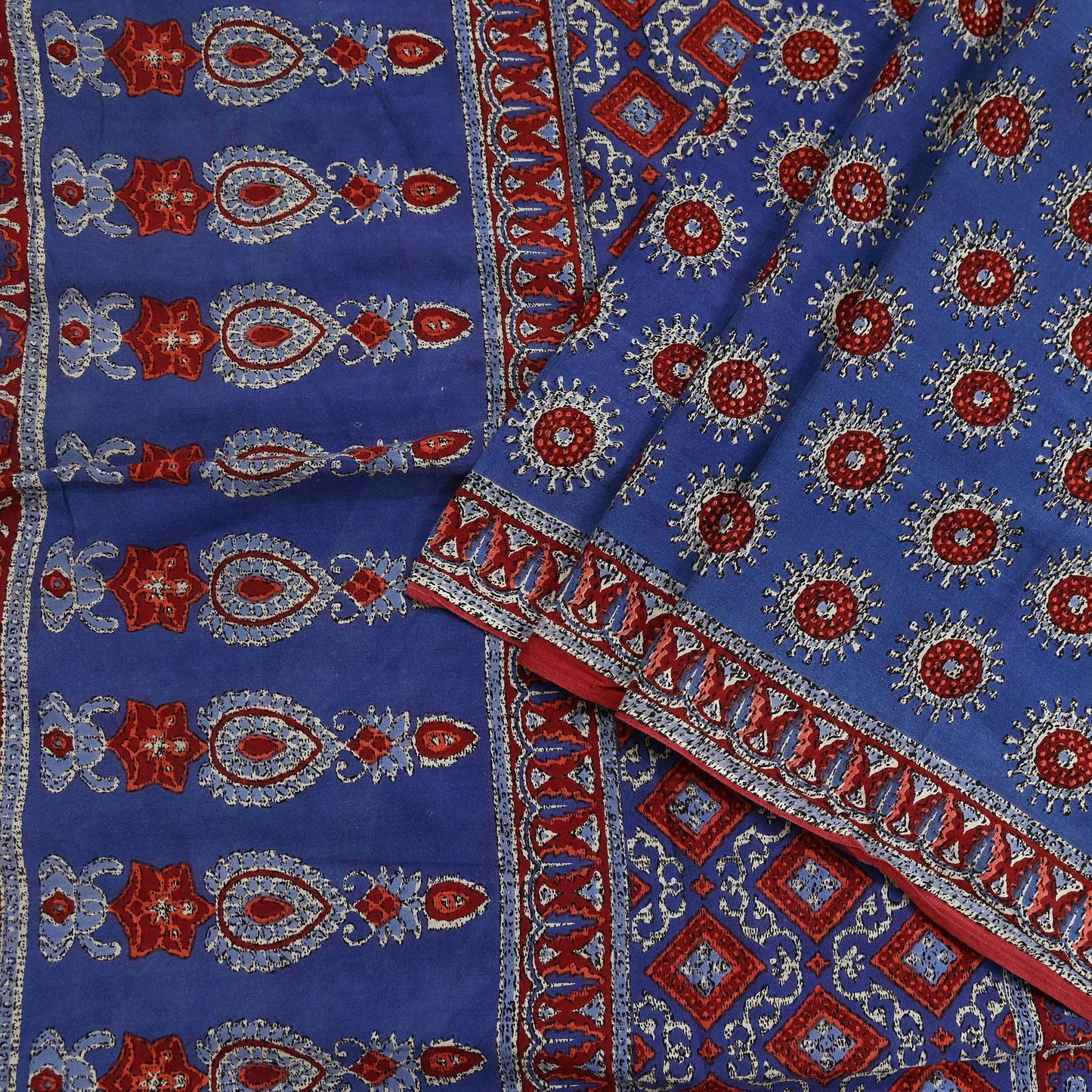 Indian Vintage Sari Purple Pure Cotton Block Printed Sarees Craft Fabric Soft 5Yd Sarong Wrap Boho Fabric Kimono Quilting Crafting Upcycle