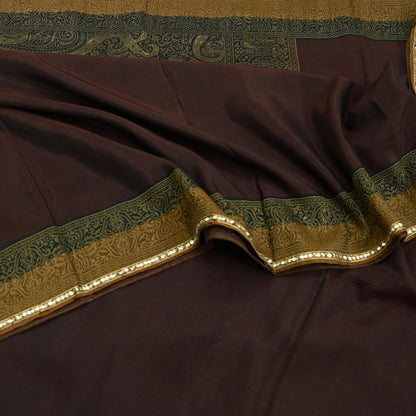 Indian Vintage Sari Brown & Black 100% Pure Silk Hand Woven Sarees Craft Fabric 5Yd Ethnic Sewing Dress making Crafting Quilting Upcycle