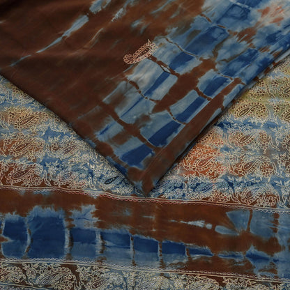 Indian Vintage Saree Pure Crepe Silk Hand Embroidered Tie-Dye Sari Fabric 6yard Sewing Craft Fabric Ethnic Dressmaking Crafting Zardozi Zari