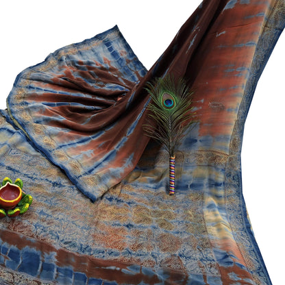 Indian Vintage Saree Pure Crepe Silk Hand Embroidered Tie-Dye Sari Fabric 6yard Sewing Craft Fabric Ethnic Dressmaking Crafting Zardozi Zari