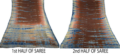 Indian Vintage Saree Pure Crepe Silk Hand Embroidered Tie-Dye Sari Fabric 6yard Sewing Craft Fabric Ethnic Dressmaking Crafting Zardozi Zari