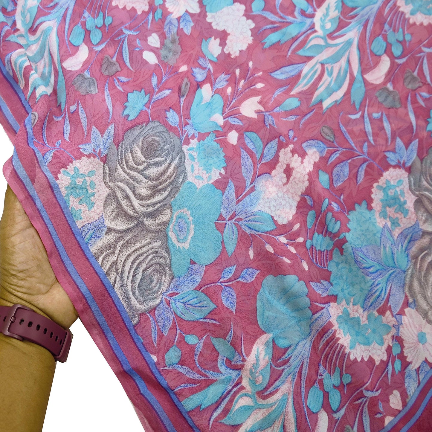 Indian Vintage Sari Pink Pure Georgette Silk Printed Saree Craft Fabric Sewing 6Yd Soft Light Dress Making Crafting Quilting Upcycle