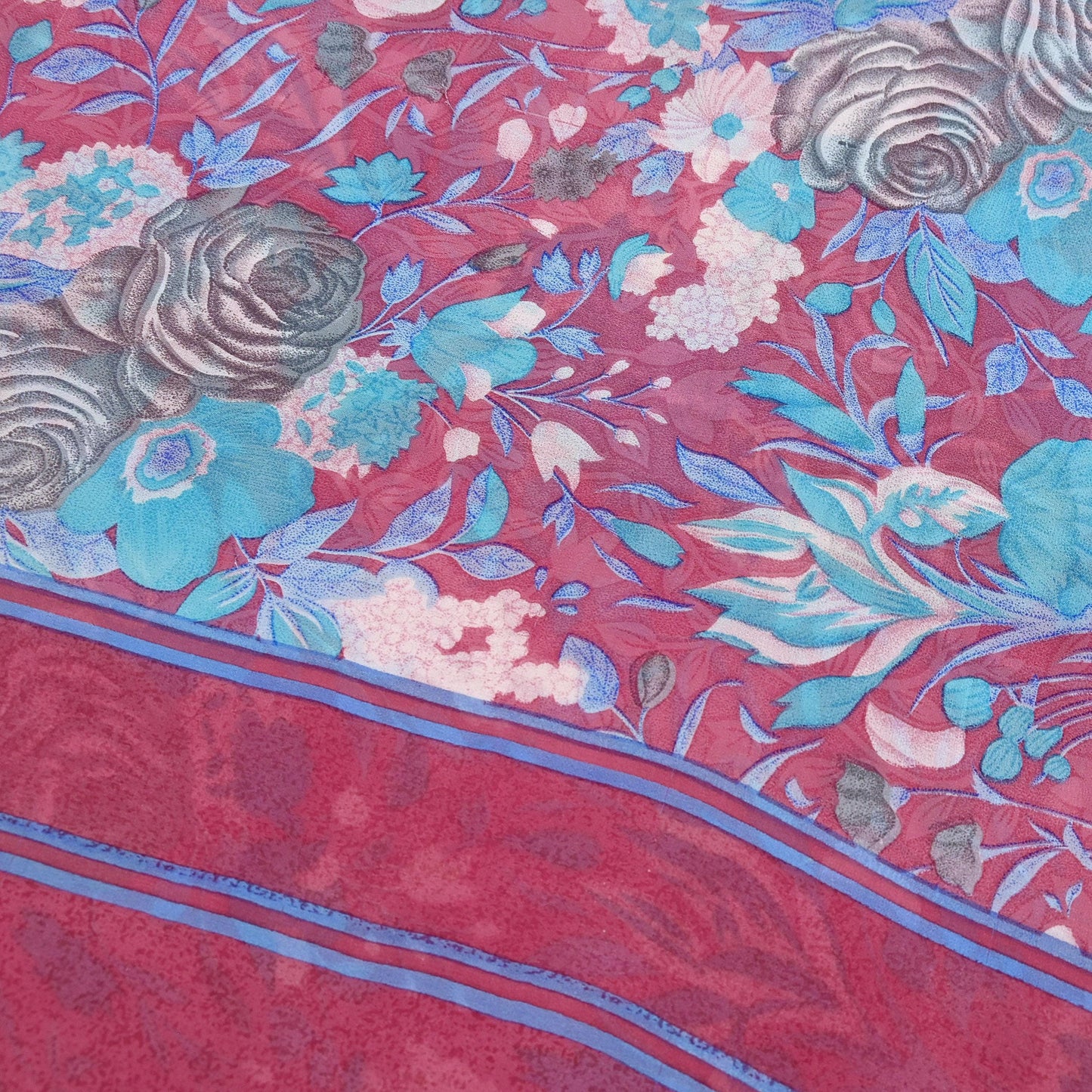 Indian Vintage Sari Pink Pure Georgette Silk Printed Saree Craft Fabric Sewing 6Yd Soft Light Dress Making Crafting Quilting Upcycle