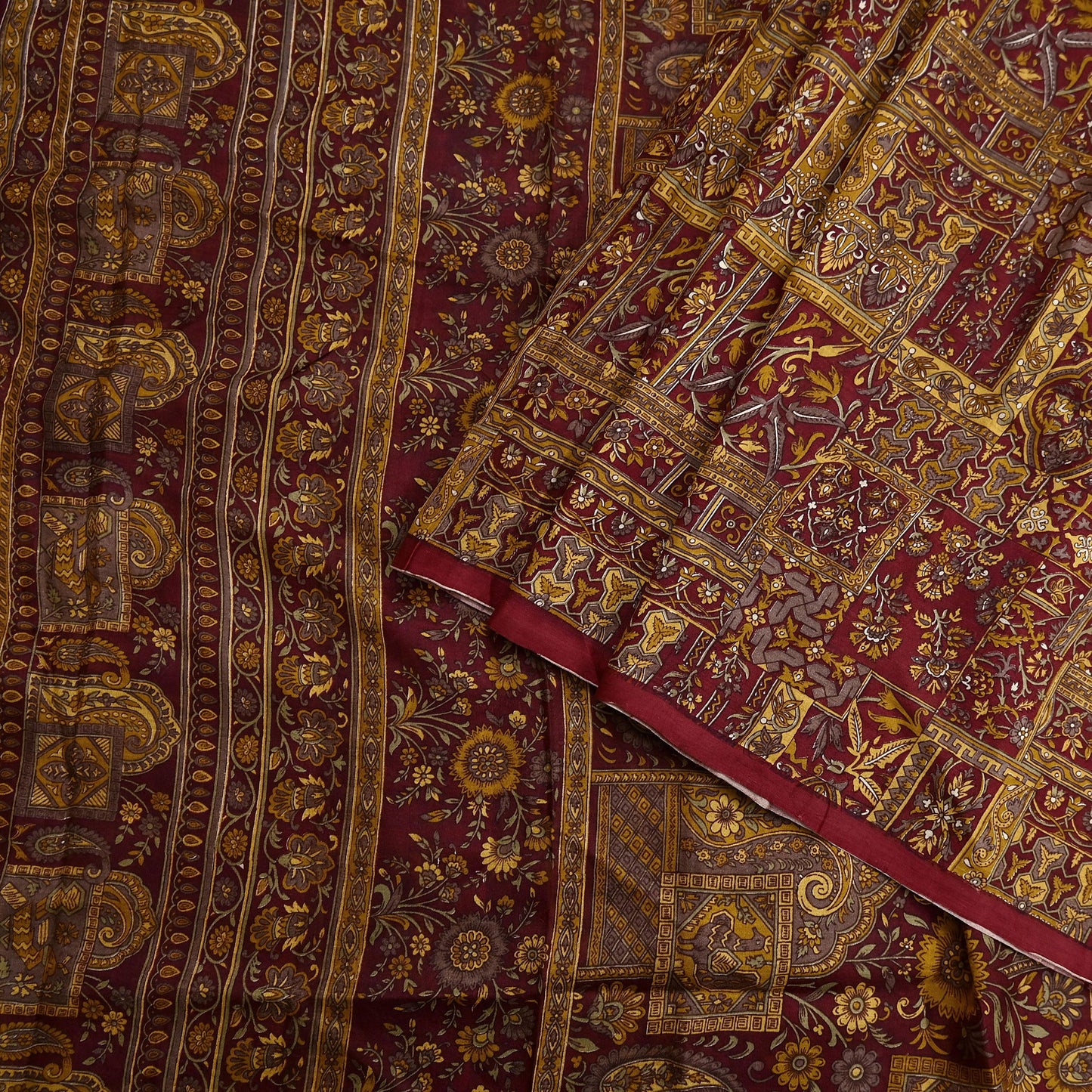 Indian Vintage Sari Maroon 100% Pure Silk Printed Sarees 6yd Craft Fabric Sewing Soft Dress Making Floral Quilting Crafting Upcycle Used