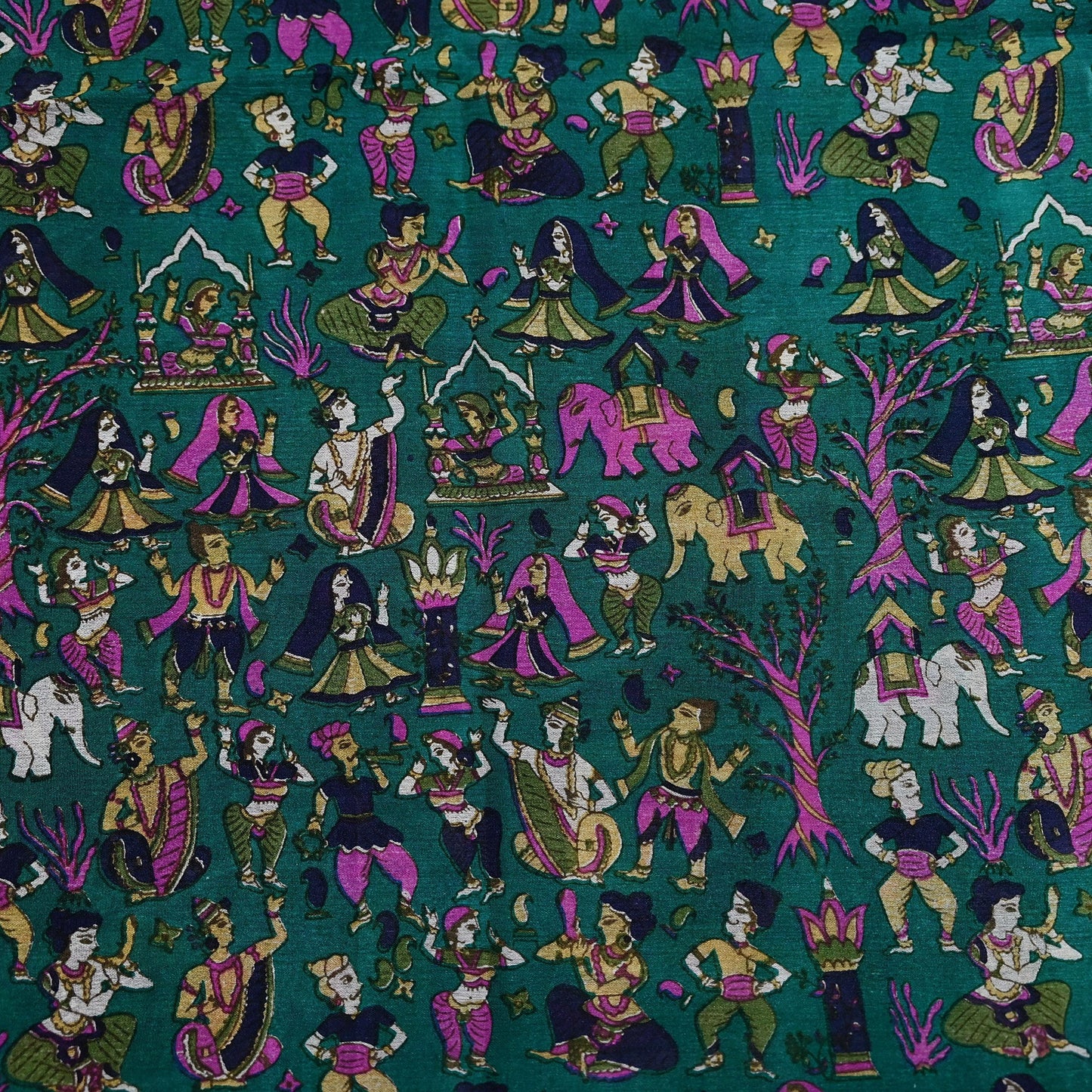 Indian Vintage Sari Green & Blue 100% Pure Silk Printed Sarees 6yd Sewing Craft Fabric Dress Making Soft Wrap Crafting Quilting Upcycle