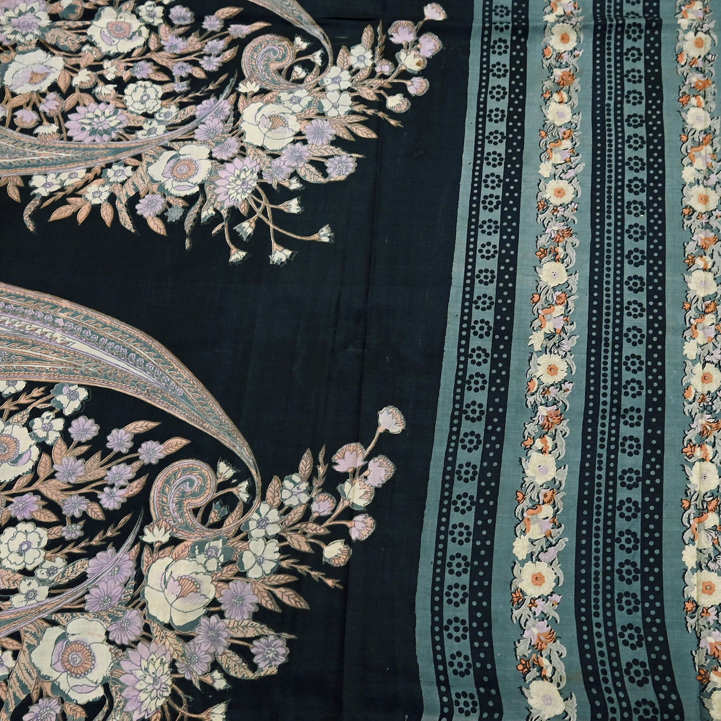 Indian Vintage Sari Black & Gray 100% Pure Silk Printed Saree 5yd Sewing Craft Fabric Dress Making Soft Crafting Quilting Upcycle Used