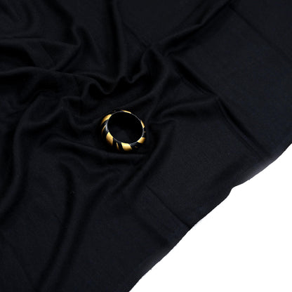 Vintage Black Viscose Stole Handmade Woven Long Throw Stole Warm Floral Design Fringes