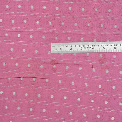 Indian Vintage Sari Heavy Wedding Pink Pure Satin Silk Woven Brocade Banarasi Sarees Silver Zari 5Yd Dress making Crafting Upcycle