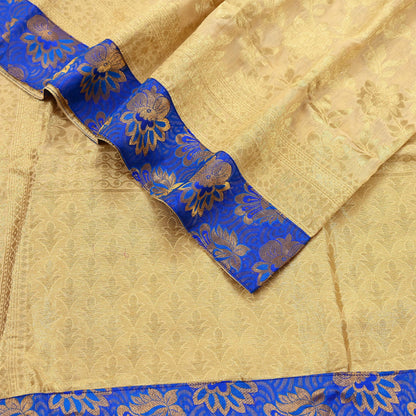 Indian Vintage Heavy Golden Beige Dupatta Pure Silk Long Stole Hand Woven Banarasi Veil Scarves Zari Stole Ethnic Wear Bridal Hijab