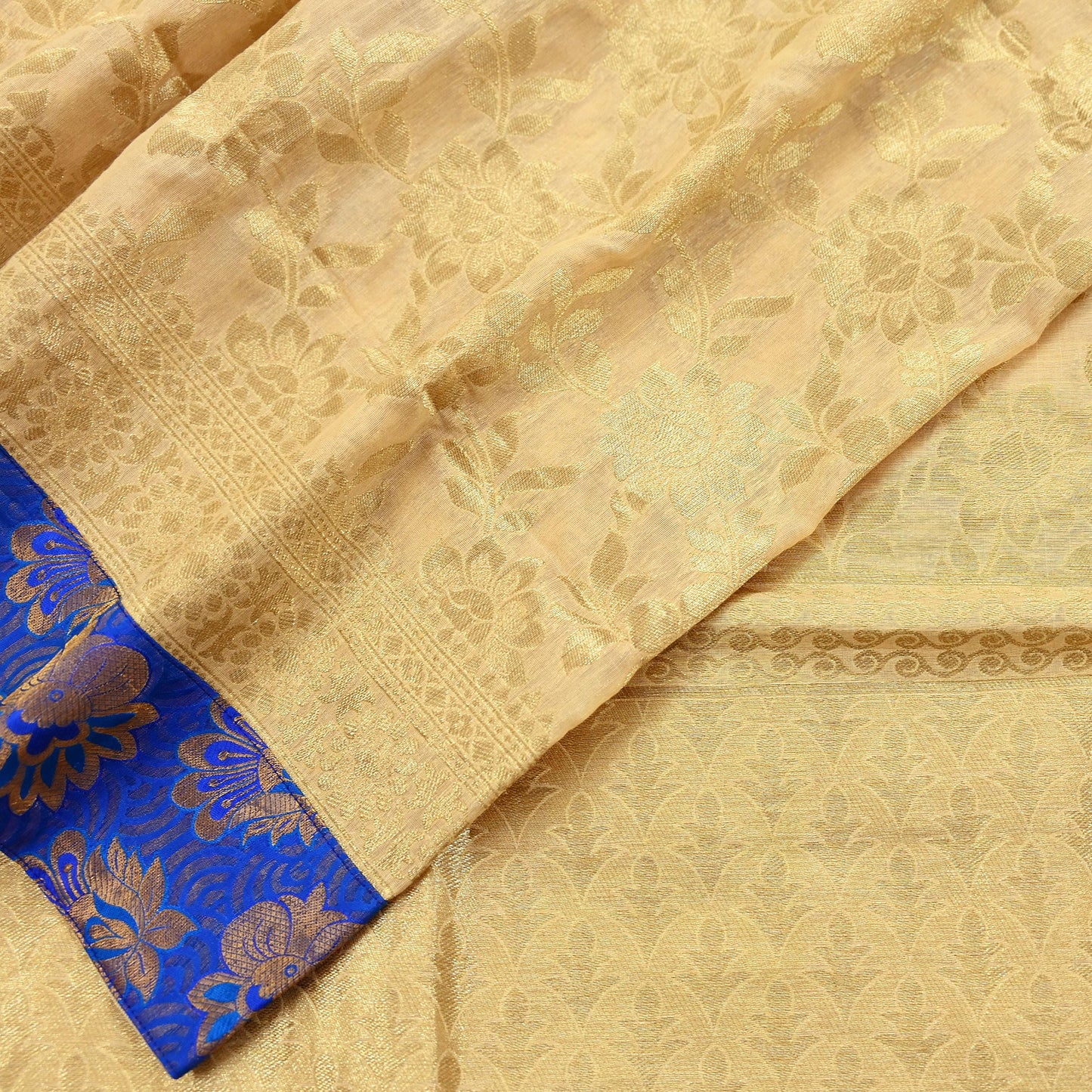 Indian Vintage Heavy Golden Beige Dupatta Pure Silk Long Stole Hand Woven Banarasi Veil Scarves Zari Stole Ethnic Wear Bridal Hijab