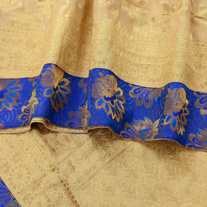 Indian Vintage Heavy Golden Beige Dupatta Pure Silk Long Stole Hand Woven Banarasi Veil Scarves Zari Stole Ethnic Wear Bridal Hijab