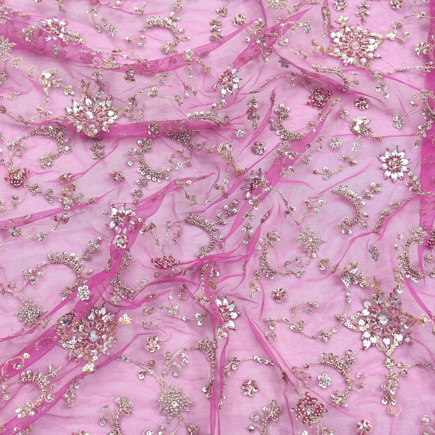 Indian Vintage Heavy Purple Dupatta Net Mesh Long Stole Hand Embroidered Scarf Purple Zardozi Zari Sequins Stole