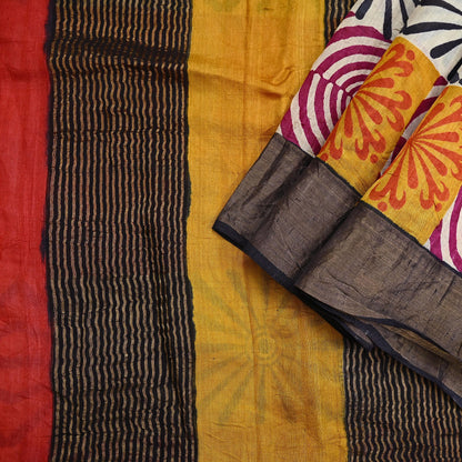 Indian Vintage Heavy Sari Red & Black Pure Khadi Silk Handloom Saree Craft Fabric 5yd Ethnic Wear Dress making For Crafting Quilting