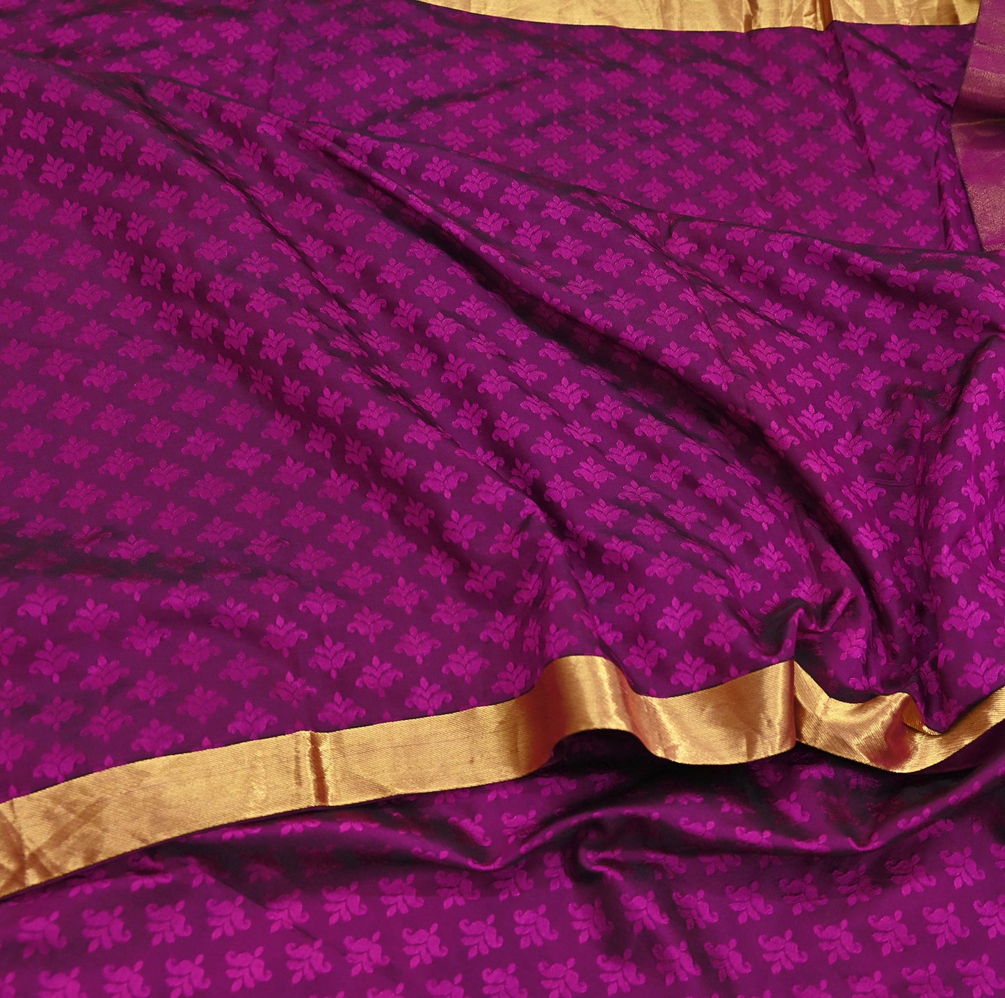 Indian Vintage Heavy Purple Kanjivaram Saree 100% Pure Silk Zari 5Yd Floral Crafting Dress making Crafting Quilting Bollywood Saree