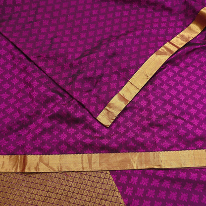 Indian Vintage Heavy Purple Kanjivaram Saree 100% Pure Silk Zari 5Yd Floral Crafting Dress making Crafting Quilting Bollywood Saree