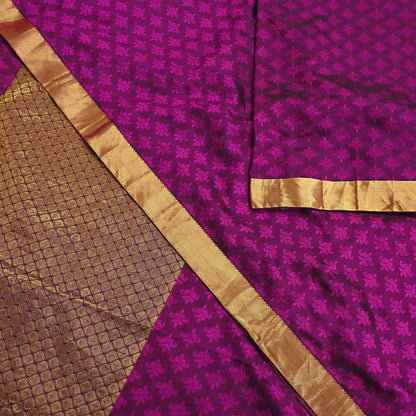Indian Vintage Heavy Purple Kanjivaram Saree 100% Pure Silk Zari 5Yd Floral Crafting Dress making Crafting Quilting Bollywood Saree