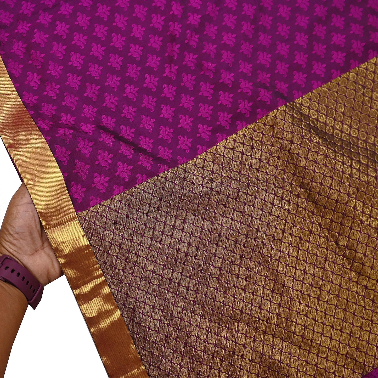 Indian Vintage Heavy Purple Kanjivaram Saree 100% Pure Silk Zari 5Yd Floral Crafting Dress making Crafting Quilting Bollywood Saree