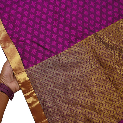 Indian Vintage Heavy Purple Kanjivaram Saree 100% Pure Silk Zari 5Yd Floral Crafting Dress making Crafting Quilting Bollywood Saree