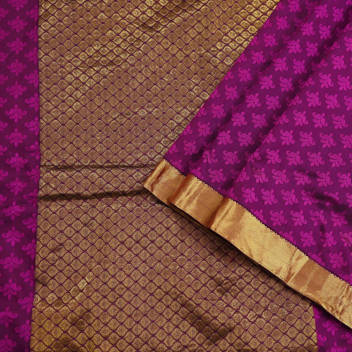 Indian Vintage Heavy Purple Kanjivaram Saree 100% Pure Silk Zari 5Yd Floral Crafting Dress making Crafting Quilting Bollywood Saree