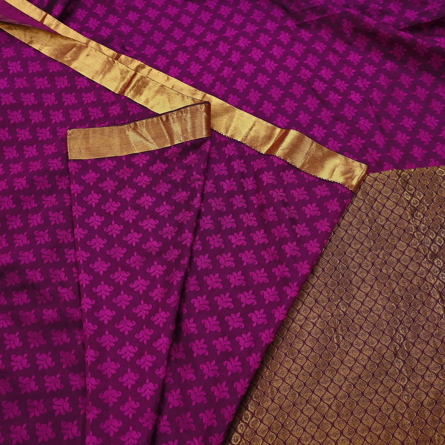 Indian Vintage Heavy Purple Kanjivaram Saree 100% Pure Silk Zari 5Yd Floral Crafting Dress making Crafting Quilting Bollywood Saree